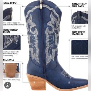 Gioan Roca mid called cowboy Blue Embroidered Western Boots women’s size 11-NWT